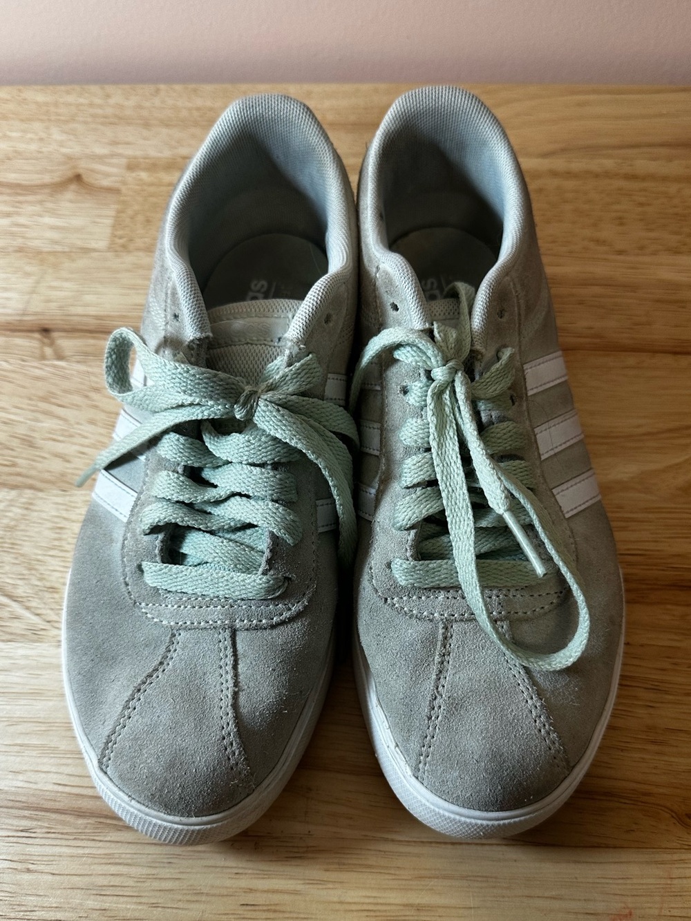 Adidas Women's Suede Sneakers in Sage Green with White Stripes